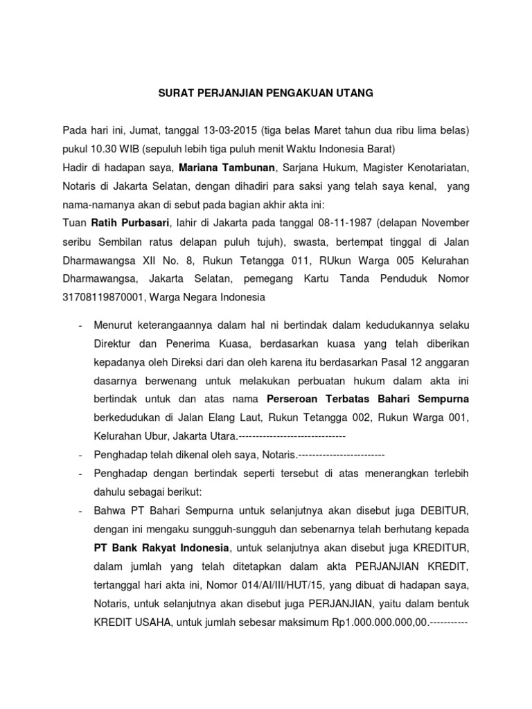 Surat Pengakuan Utang