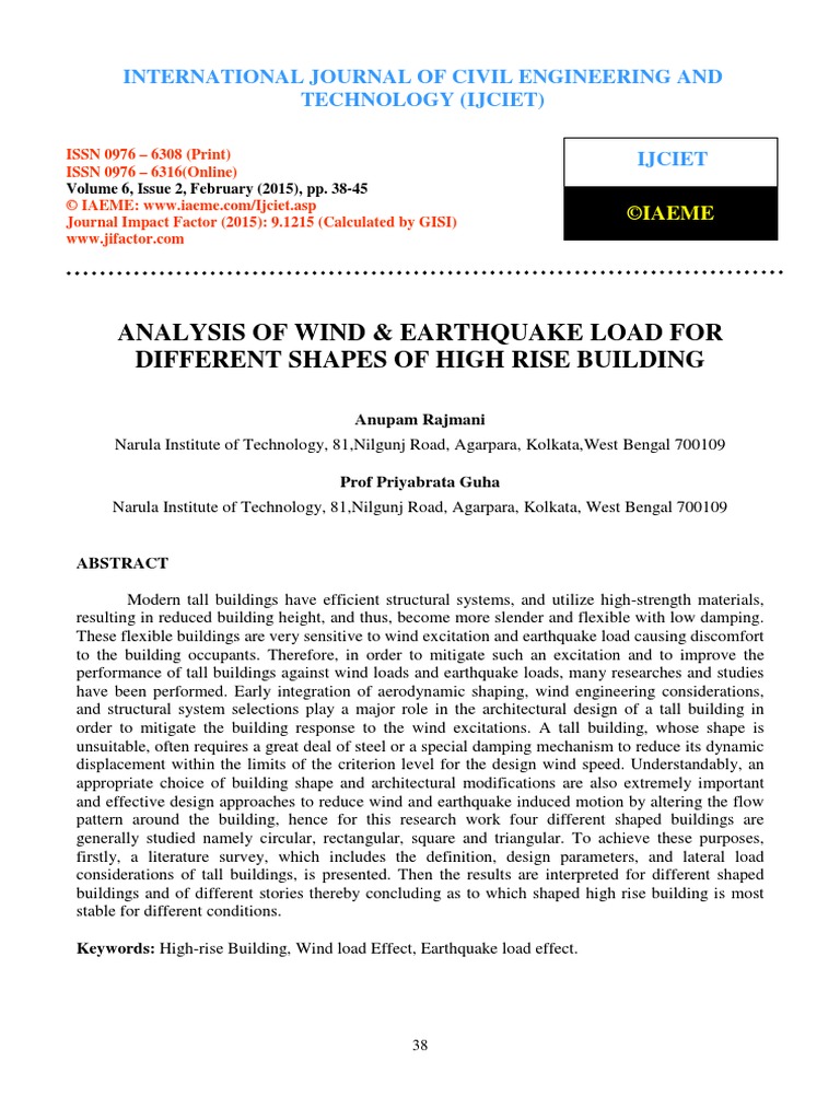 Analysis of Wind Earthquake Load For Different Shapes of High Rise ...
