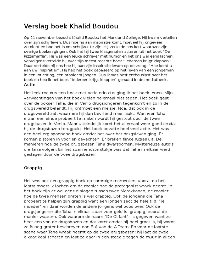Verslag Boek Khalid Boudou | PDF