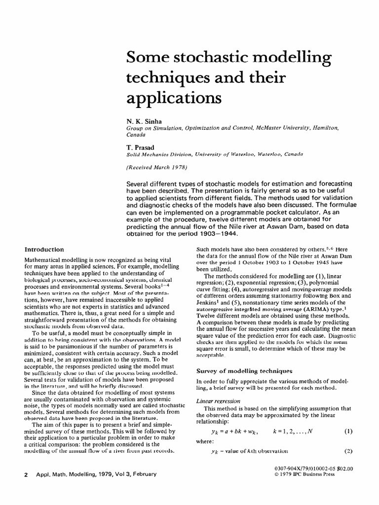 Stochastic Modeling Techniques Overview | PDF | Autoregressive ...