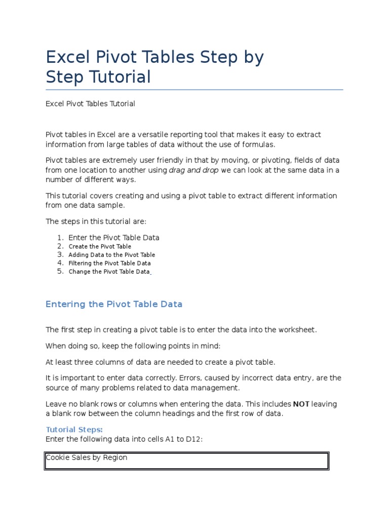 Excel Pivot Tables Step by Step | PDF | Information Science ...