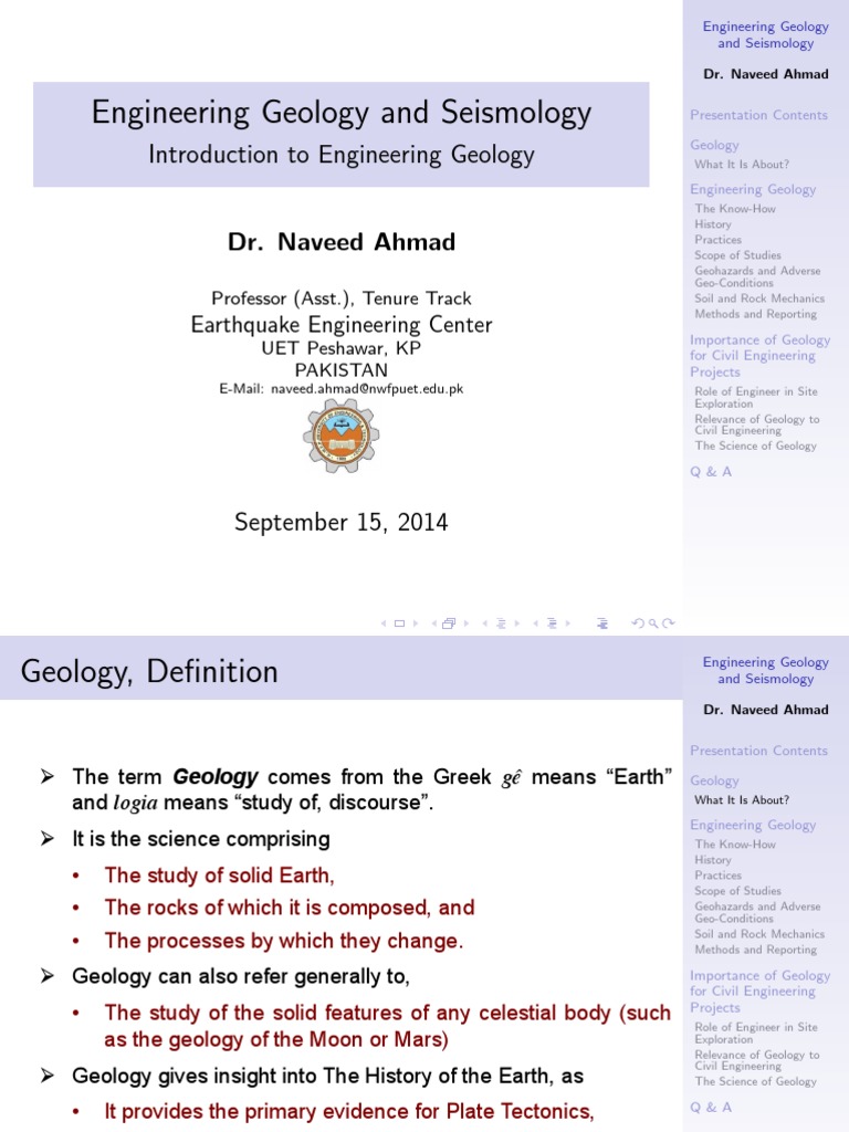 Engineering Geology Overview and Practices | PDF | Geology ...