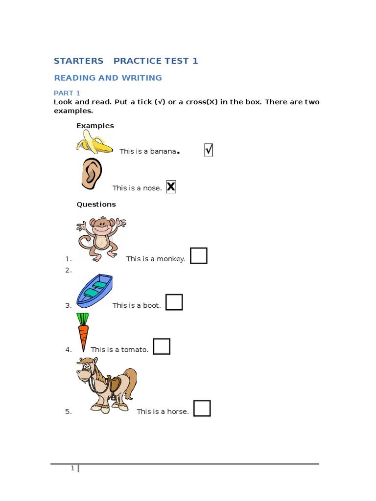 Starters Practice Tests PDF