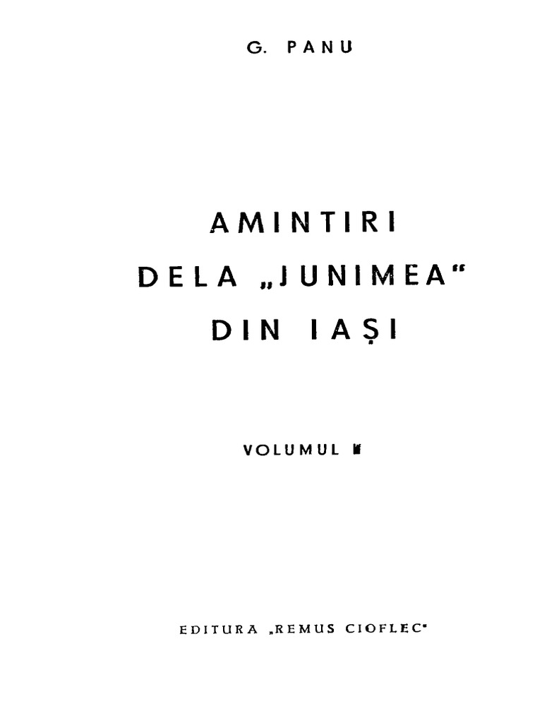 George Panu Amintiri De La Junimea Din Iași Volumul 1 Pdf