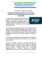 Parlatino en Panamá Exhorta A EEUU A Derogar Decreto Contra Venezuela