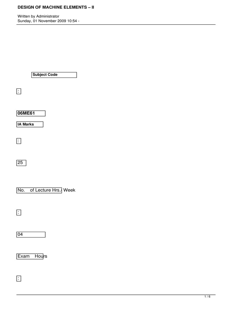 Design of Machine Elements II Overview | PDF | Gear | Bearing (Mechanical)