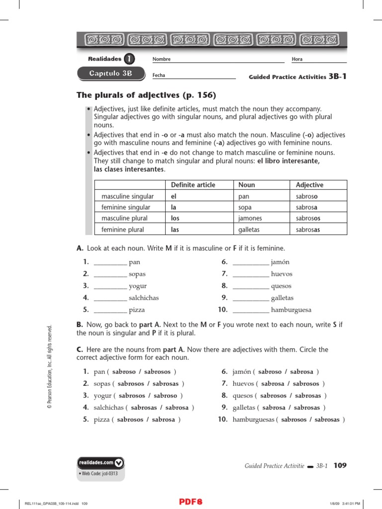 Realidades 1 Manos A La Obra Answers