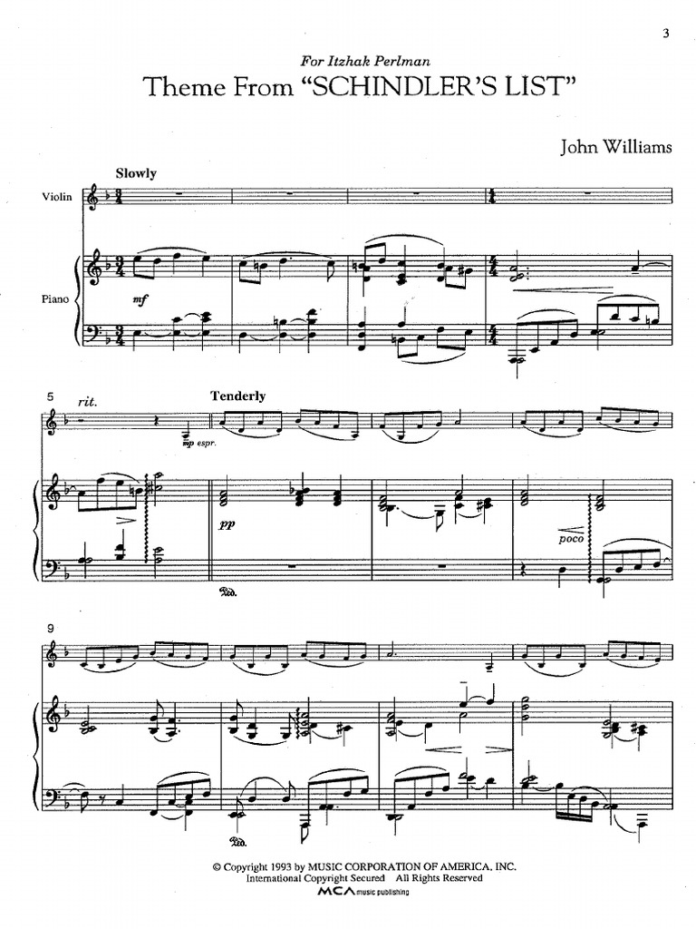 La Lista de Schindler Partitura