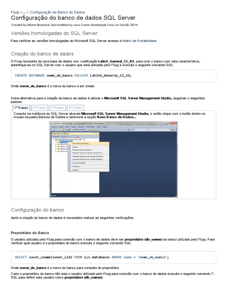 Configuração do Banco de Dados SQL Server | PDF | SQL | Bancos de dados