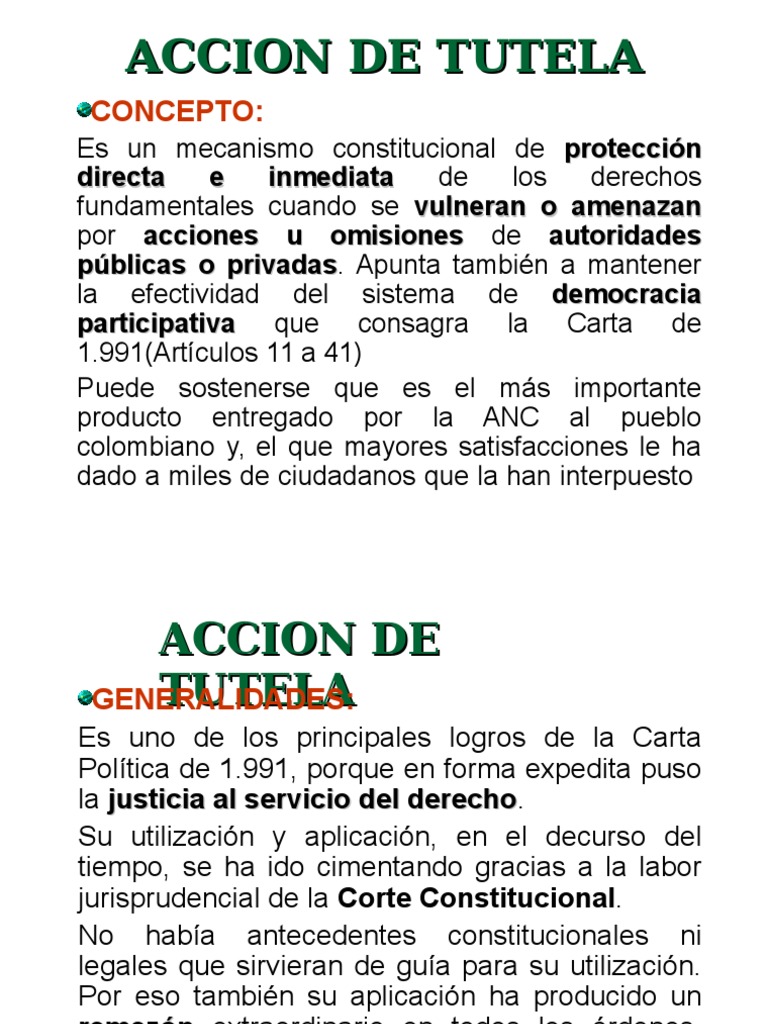 Acción de tutela en colombia pdf