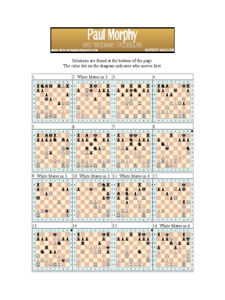 Paul Morphy Chess Puzzles Solutions | PDF | Chess | Board Games