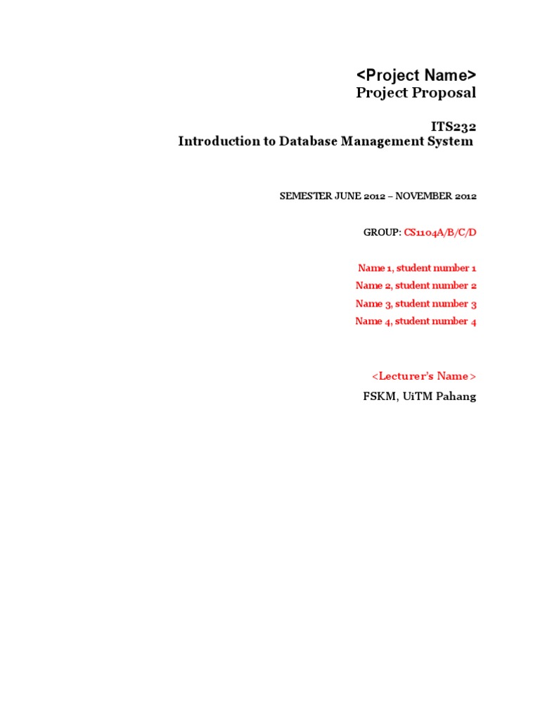 Database Management Project Proposal | PDF | Information Science ...