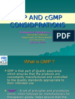 GMP and CGMP Considerations