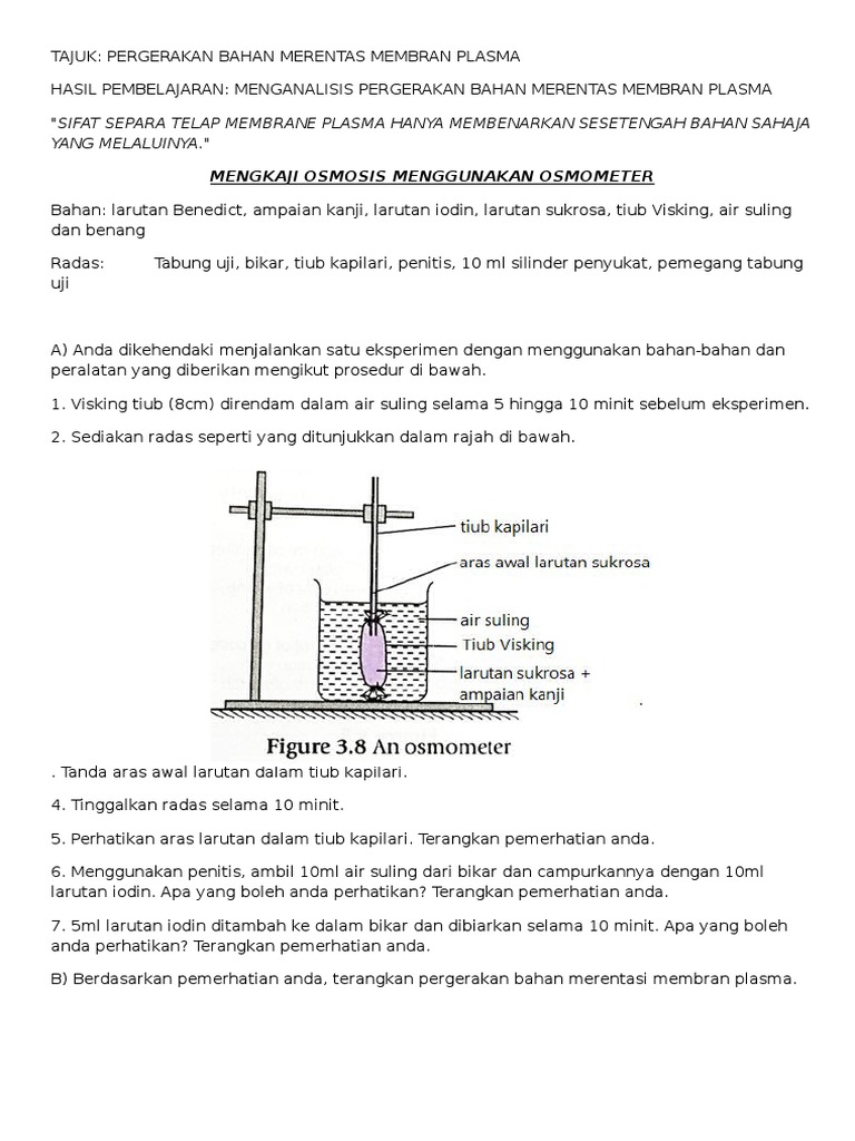 Laporan Eksperimen Biologi Tingkatan 4 Bab 3