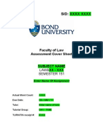 Sid: XXXX XXXX: Faculty of Law Assessment Cover Sheet