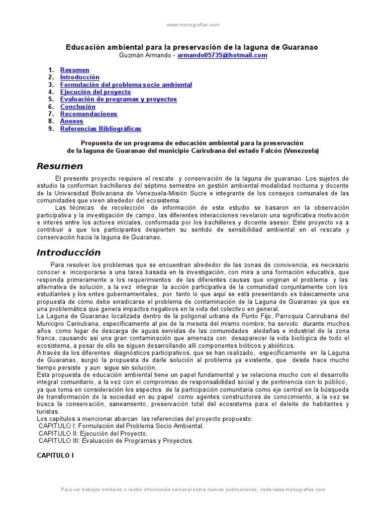 Educación Ambiental en Laguna de Guaranao | PDF | Mangle | Contaminación