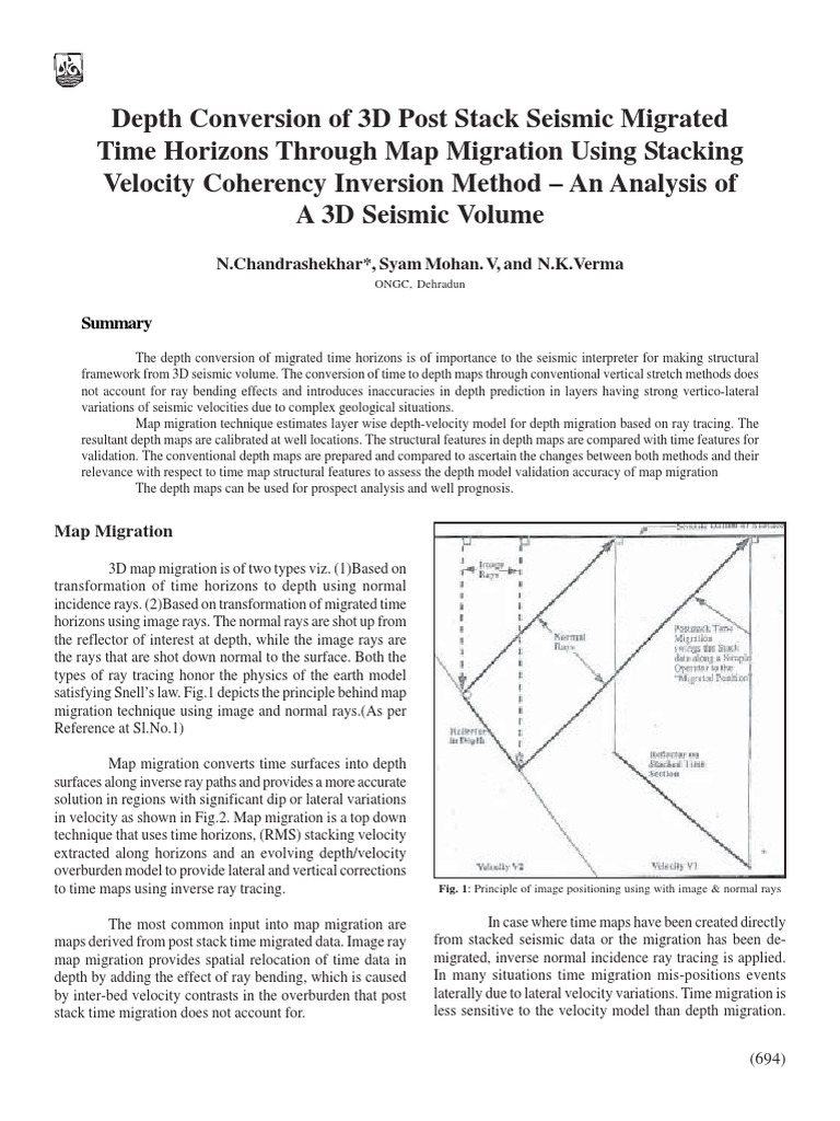 Depth Conversion of Post Stack Seismic Migrated Horizon Map Migration ...