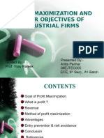 Profit Maximization and Other Objectives of Industrial Firms