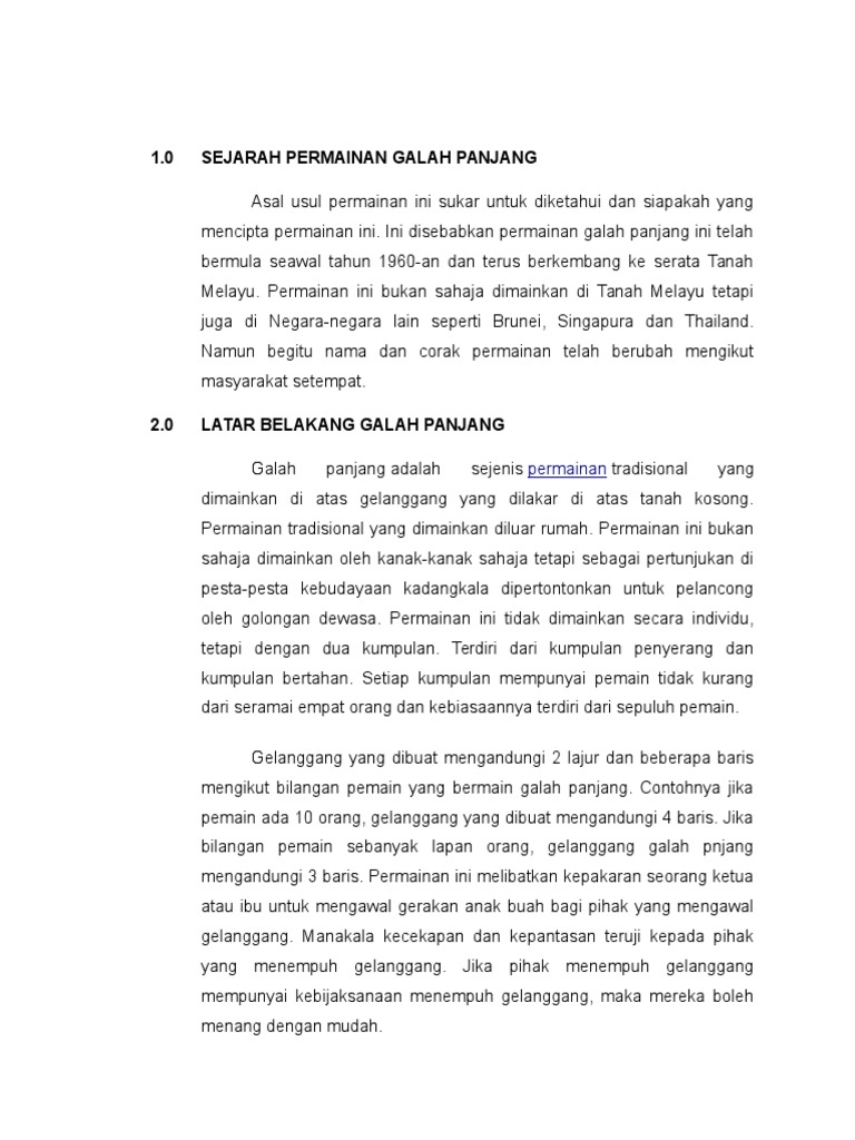 Sejarah Dan Latar Belakang Galah Panjang Pdf