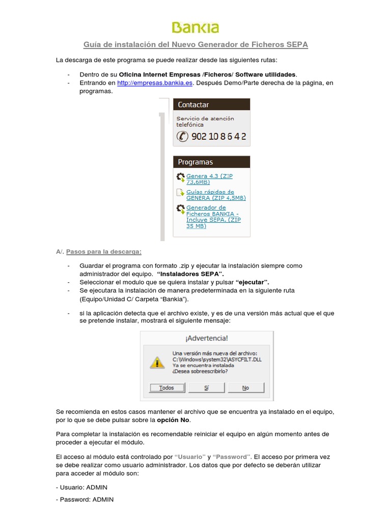 Guía de Instalación Ficheros SEPA Bankia | PDF | Archivo de computadora ...