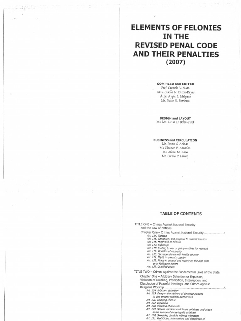 Elements of Felonies.pdf Treason Crimes