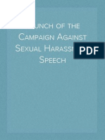 Launch of The Campaign Against Sexual Harassment Speech