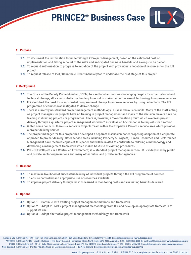 Example Prince 2 Business Case | Project Management | Accountability