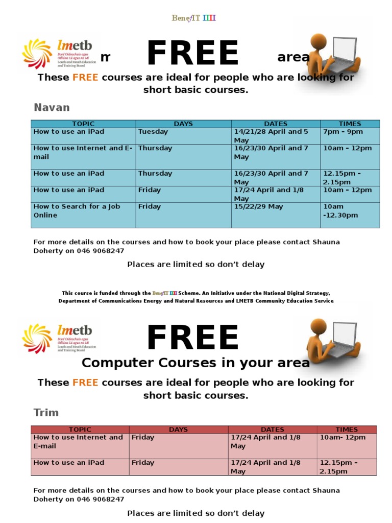 Free Computer Courses in Meath | PDF