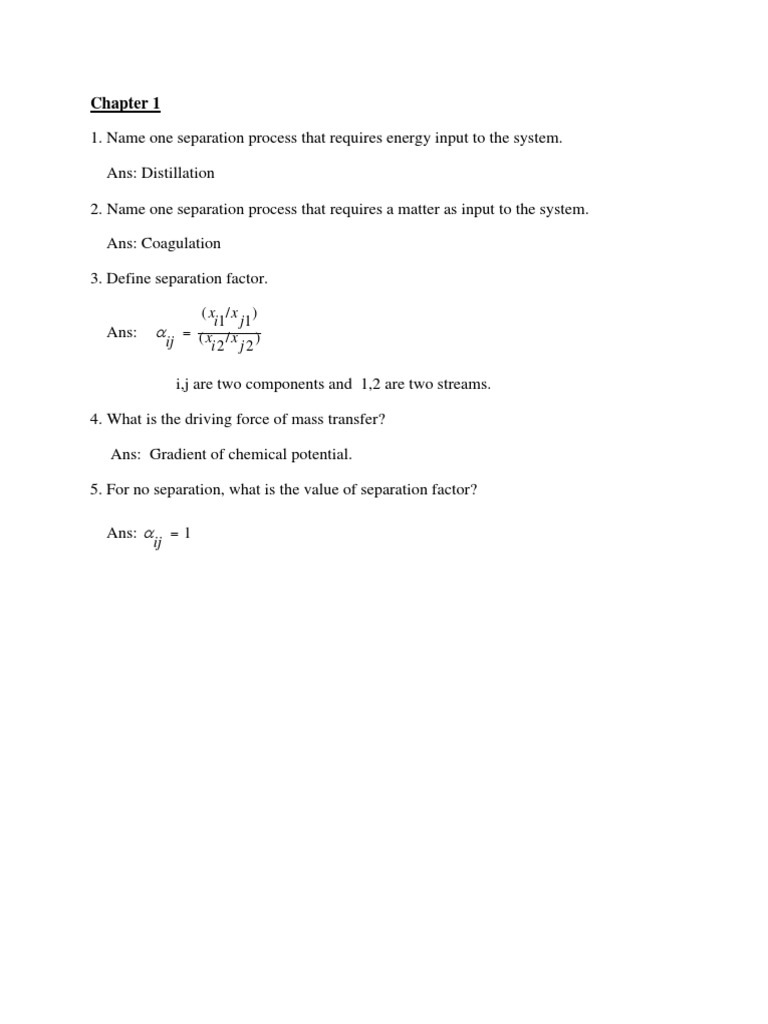 Separation Processes and Factors Explained | PDF | Teaching Methods ...