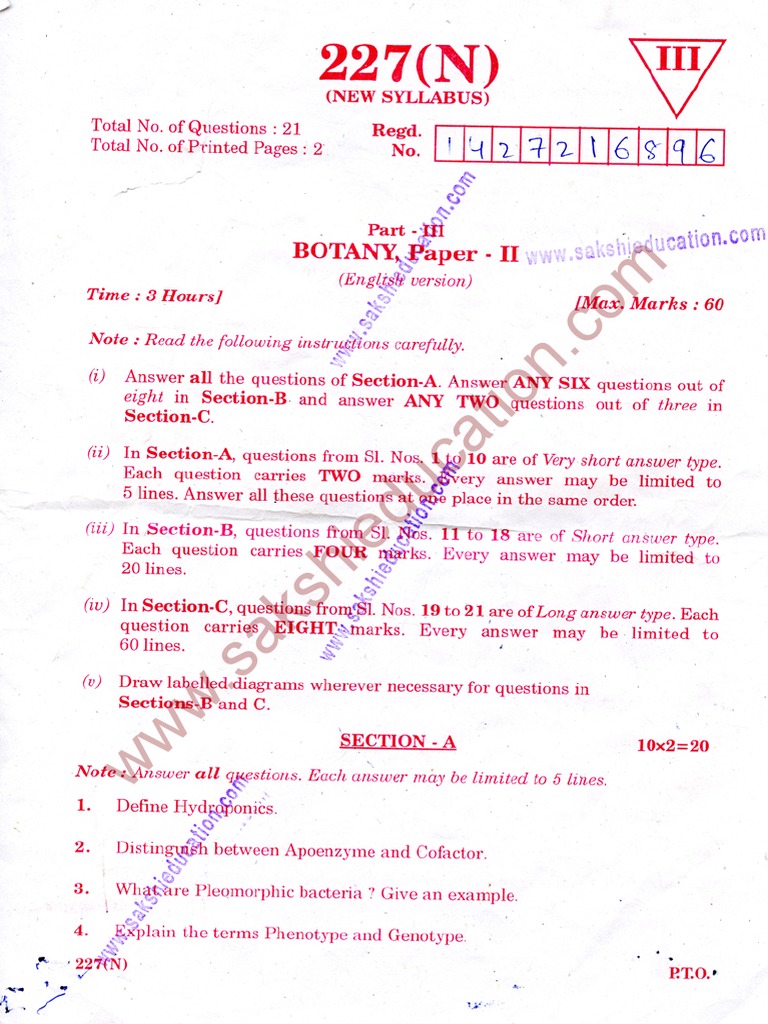 Important Botany Questions for 2nd Year | PDF | Plant Breeding | Genetics