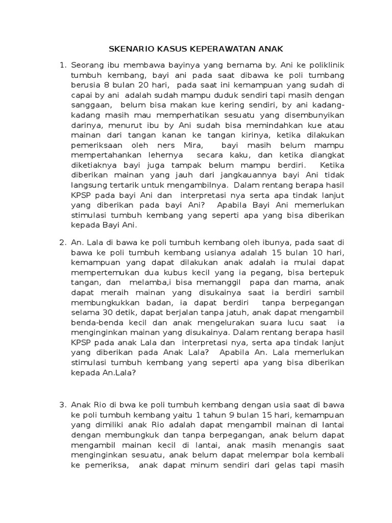 Skenario Kasus Keperawatan Anak