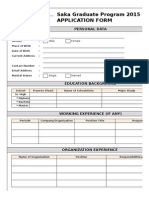 Saka Graduate Program 2015 Application Form: Personal Data