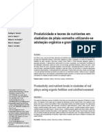 Produtividade e Teores de Nutrientes Em Cladódios de Pitaia Vermelha Utilizando-se Adubação Organica e Granulado Bioclástico