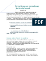 Boletín Informativo Para Consultores de FamilySearch Junio 2012