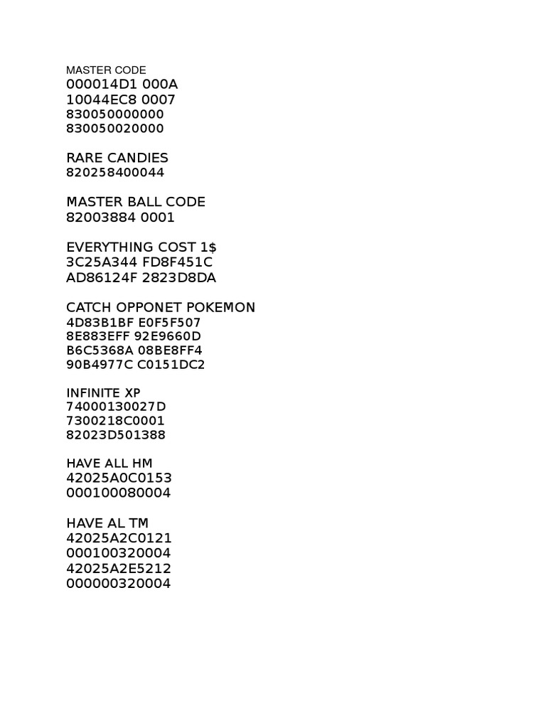 000014D1 000A 10044EC8 0007: Master Code | PDF