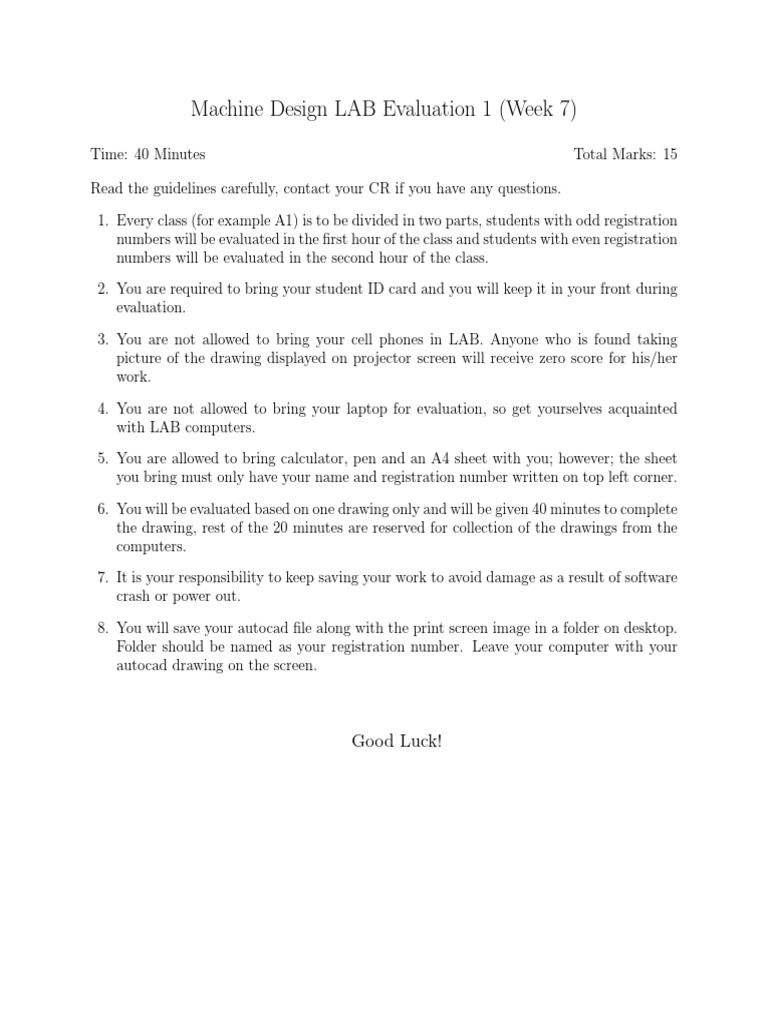 Machine Design Lab Evaluation Guidelines | PDF | Career & Growth ...