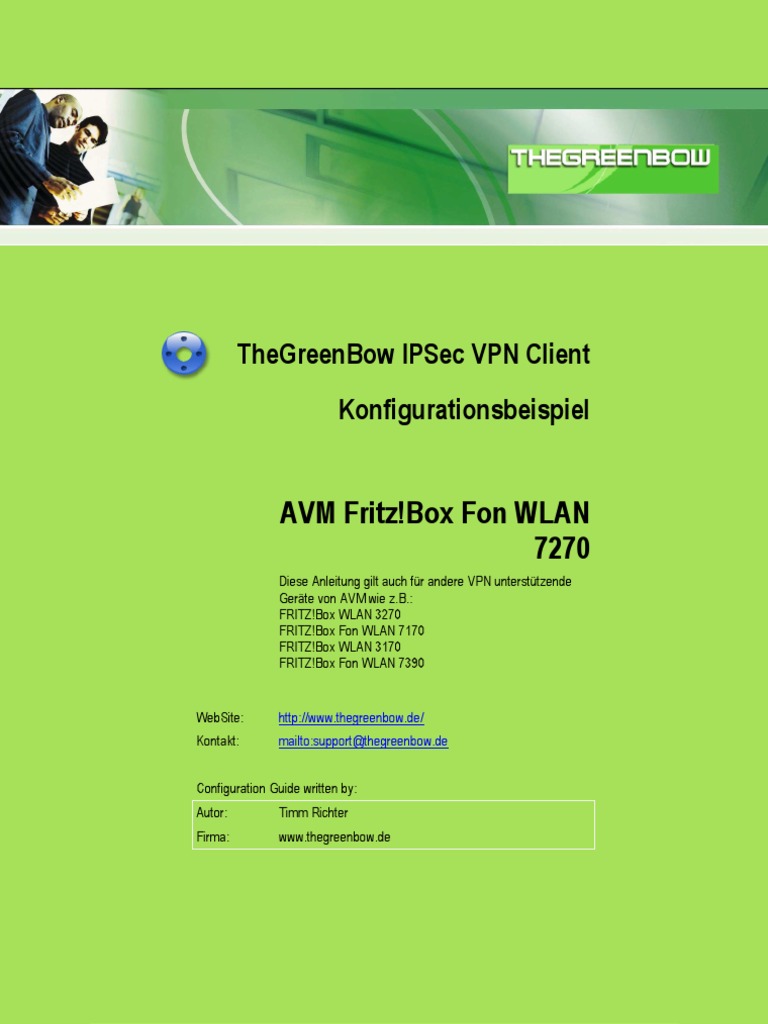AVM Fritz!Box Fon WLAN 7270 VPN Gateway & GreenBow IPSec VPN Client ...