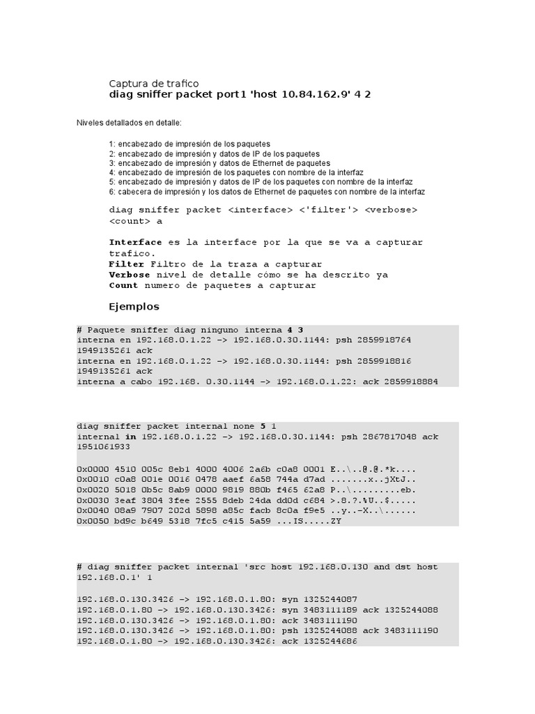 Comandos de Sniffer en Fortigate | PDF | Protocolo de Control de ...