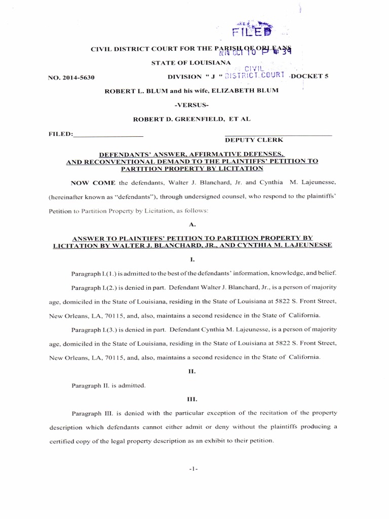 Louisiana Property Partition Dispute | PDF | Fiduciary | Lawsuit