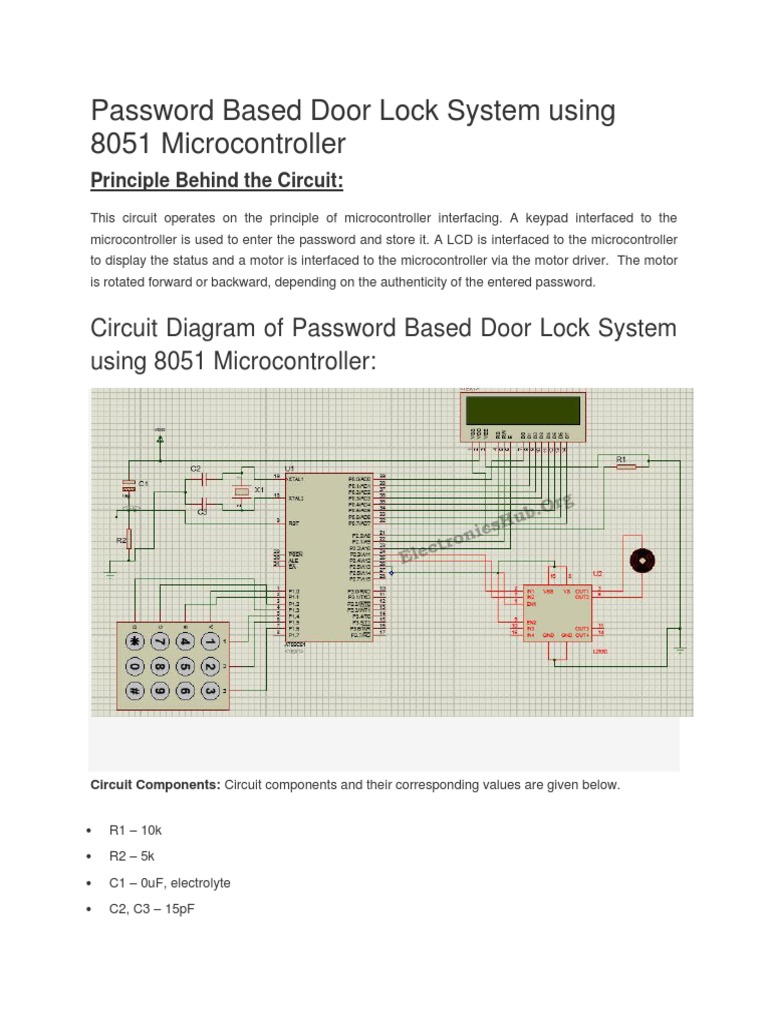 582 - Password Based Door Lock System Using 8051 Microcontroller | PDF ...