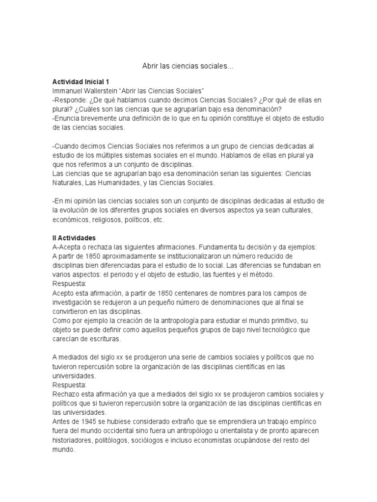 RESUMEN LibroAbrir Las Ciencias Sociales PDF Ciencias