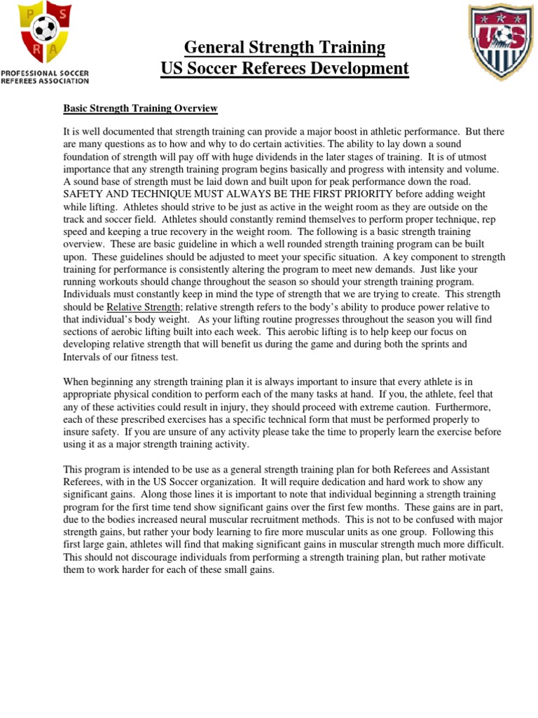US Soccer Referees Strength Training Guide | PDF | Strength Training ...