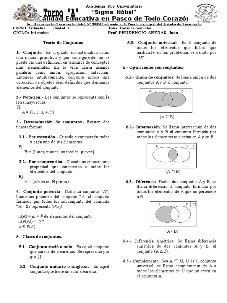 Teoría y Problemas de Conjuntos | PDF | Conjunto (Matemáticas) | Lógica ...