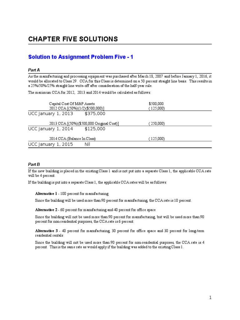 Chapter 5 - CEC and CCA Solutions-2 | PDF | Write Off | Tax Deduction