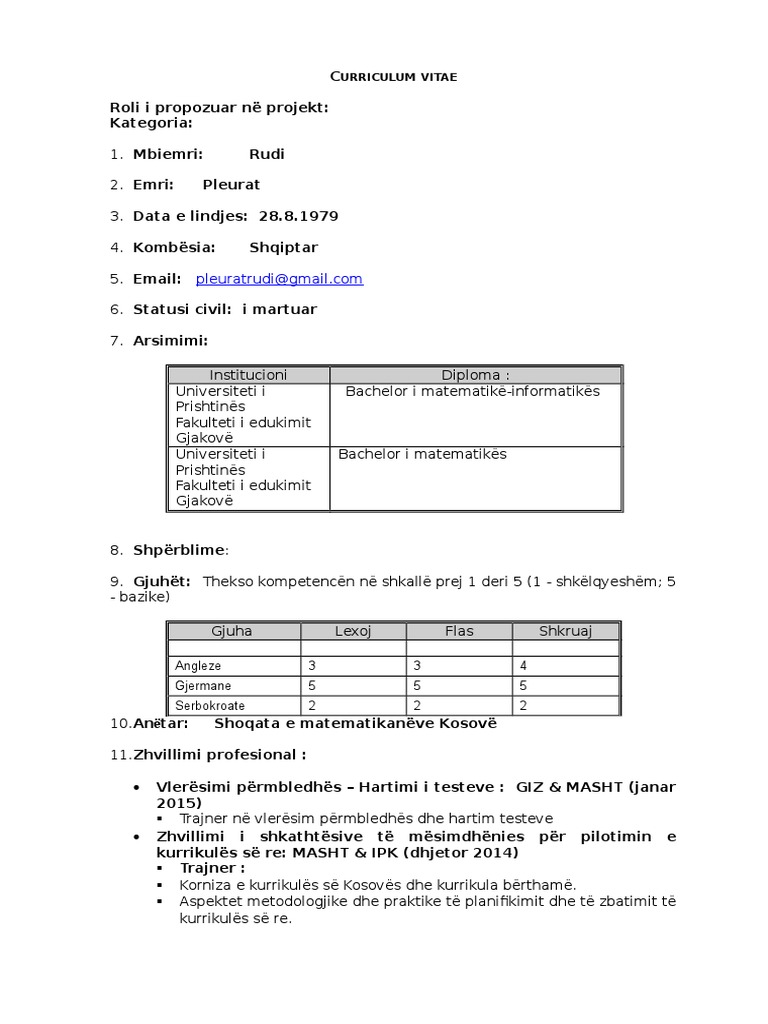 Pleurat Rudi - CV | PDF