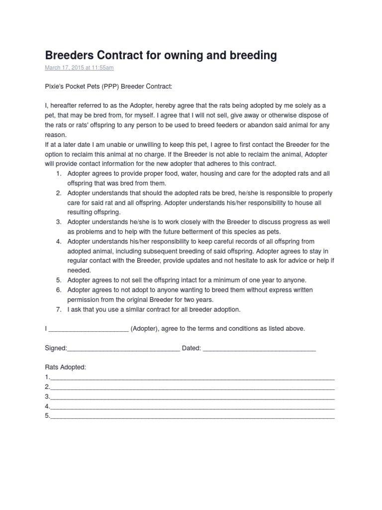 Breeders Contract PDF