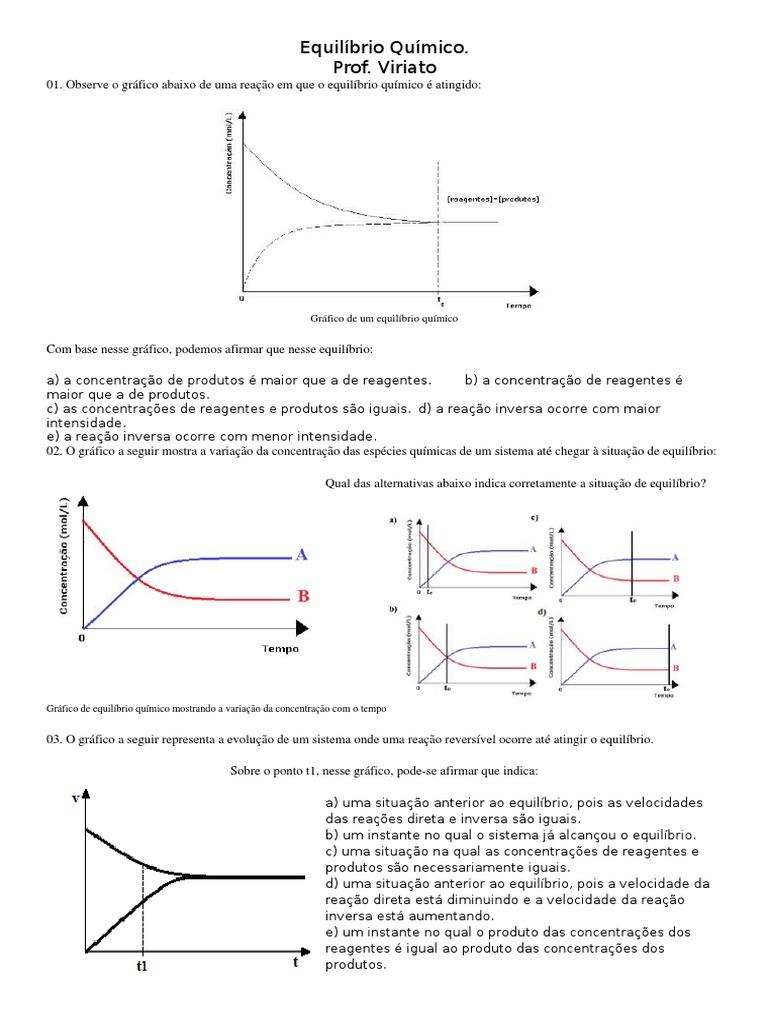 Equilíbrio Químico Exercicios Graficos | PDF | Equilíbrio químico ...