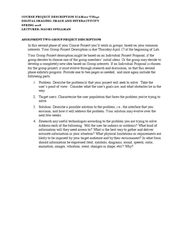 Group Project Guidelines for Digital Imaging | PDF | Career & Growth | Art