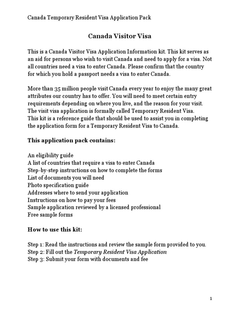 cover letter for canada tourist visa application