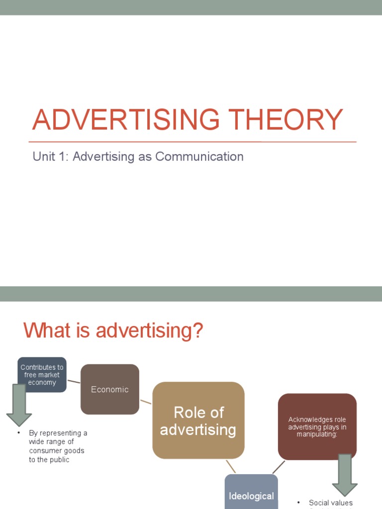 Unit 1 - Advertising As Communication - Week 3 | PDF | Mass Media ...
